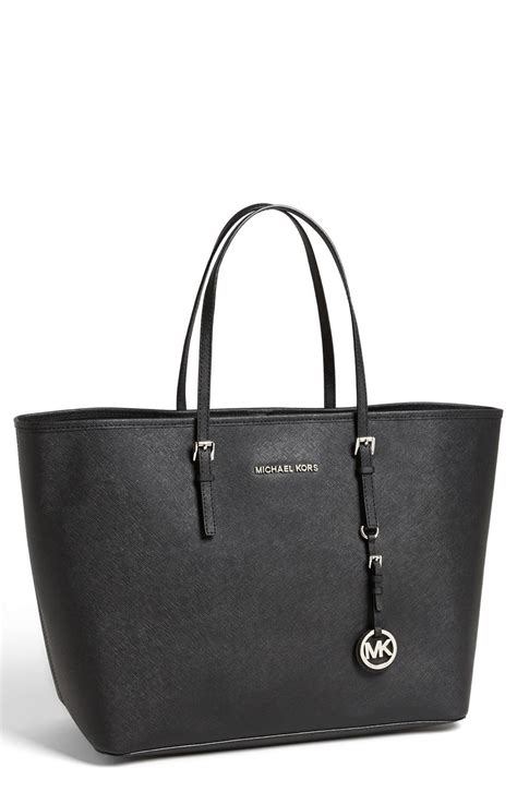 michael kors jet set travel md ew tote black|Michael Kors travel tote large.